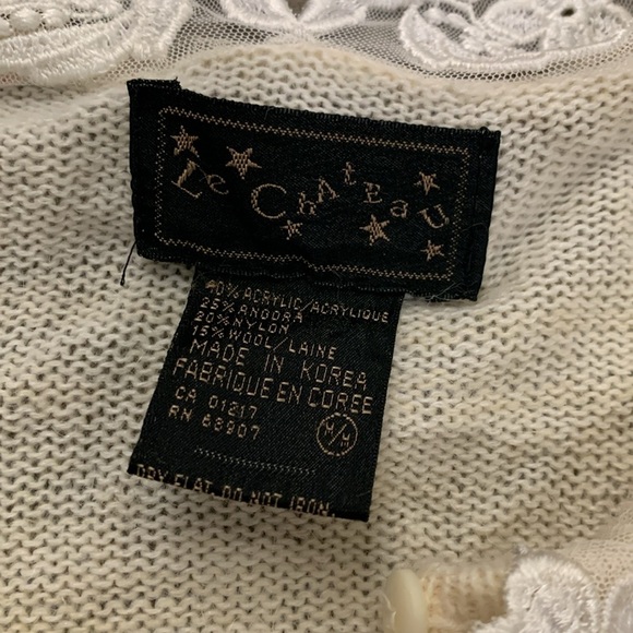 Vintage le chateau wool angora lace Peter Pan collar sweater - Picture 3 of 4